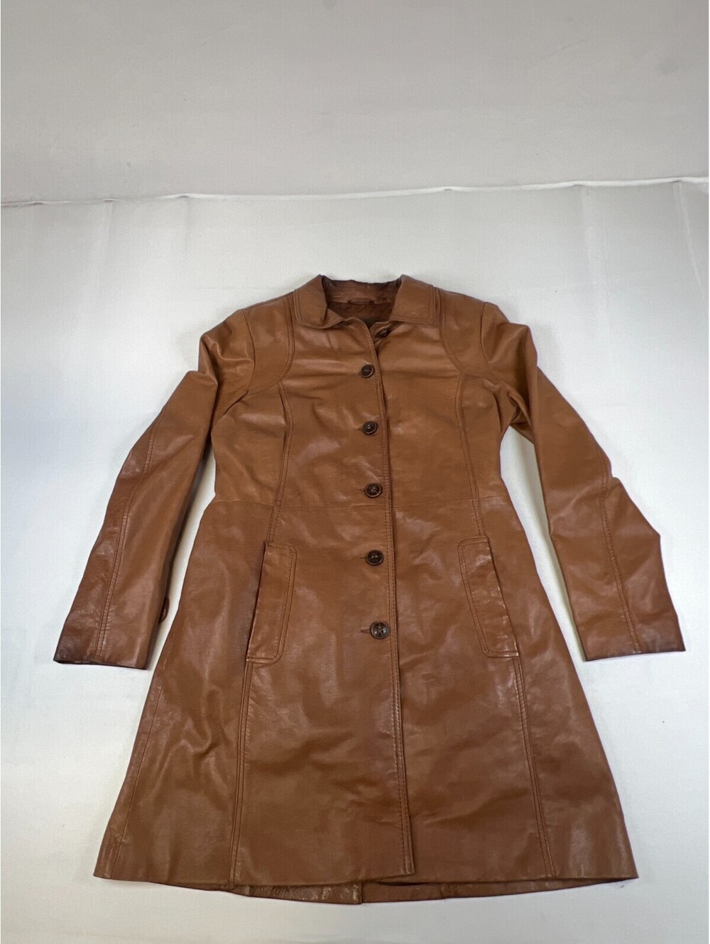 Danier Women M Brown Leather Trench Coat Thinsulate Insulated Belted Long Jacket